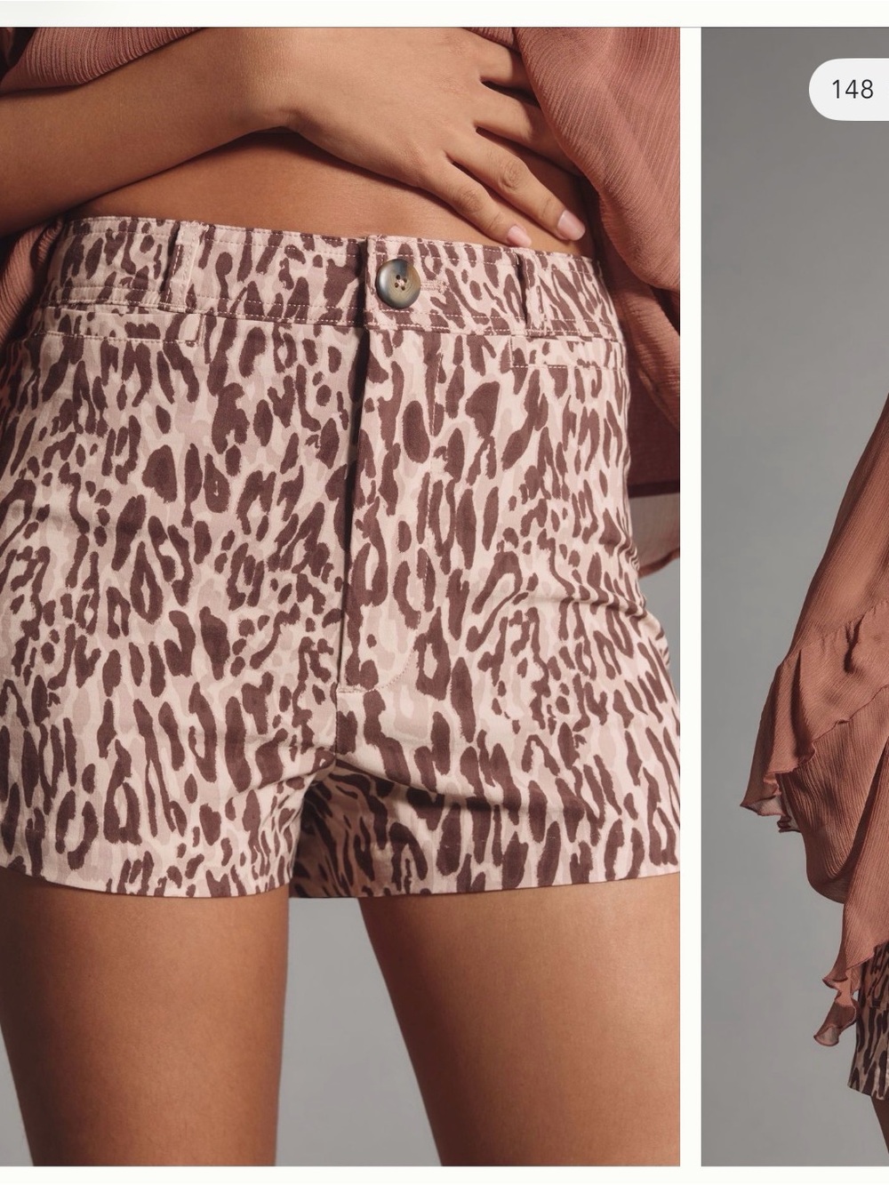 Ettie Maeve Shorts - Antropologie - Animal Print Shorts - Dusty Rose - Picture 2 of 4
